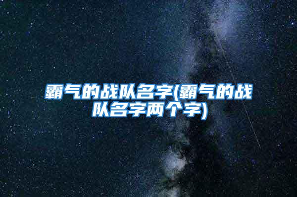 霸气的战队名字(霸气的战队名字两个字)
