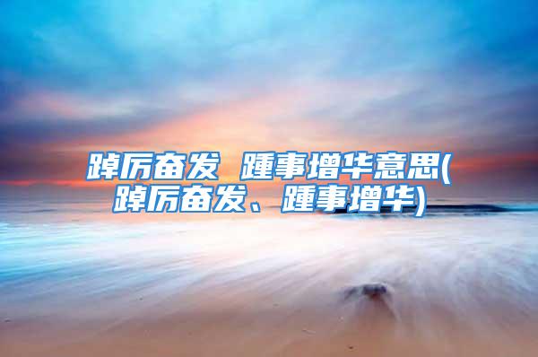 踔厉奋发 踵事增华意思(踔厉奋发、踵事增华)
