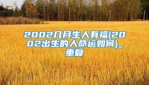 2002几月生人有福(2002出生的人命运如何)_重复