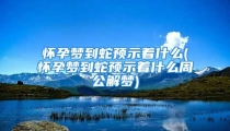 怀孕梦到蛇预示着什么(怀孕梦到蛇预示着什么周公解梦)
