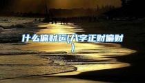 什么偏财运(八字正财偏财)