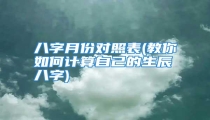 八字月份对照表(教你如何计算自己的生辰八字)