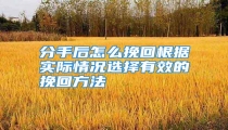 分手后怎么挽回根据实际情况选择有效的挽回方法
