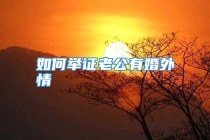 如何举证老公有婚外情