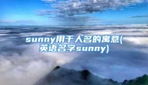 sunny用于人名的寓意(英语名字sunny)