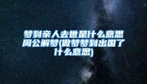 梦到亲人去世是什么意思周公解梦(做梦梦到出国了什么意思)