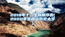 2019年十二生肖顺序表(2020年生肖运势犯太岁)