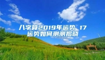 八字算2019年运势 17运势如何测测揭晓