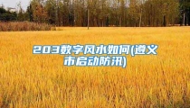 203数字风水如何(遵义市启动防汛)