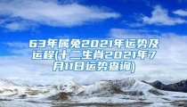 63年属兔2021年运势及运程(十二生肖2021年7月11日运势查询)