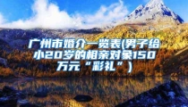 广州市婚介一览表(男子给小20岁的相亲对象150万元“彩礼”)