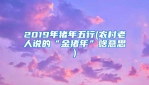 2019年猪年五行(农村老人说的“金猪年”啥意思)