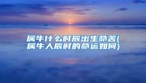 属牛什么时辰出生命苦(属牛人辰时的命运如何)