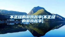 不正经的游戏名字(不正经的游戏名字)