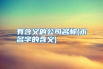 有含义的公司名称(永名字的含义)