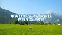 甲寅日生于巳时 甲寅日巳时生命运好吗