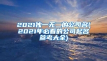 2021独一无二的公司名(2021年必看的公司起名参考大全)