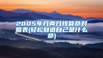 2005年几两几钱算命对照表(轻松知道自己是什么命)
