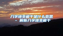 八字地支藏干是什么意思 - 解析八字地支藏干