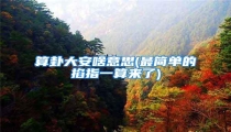 算卦大安啥意思(最简单的掐指一算来了)