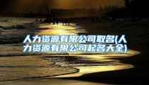 人力资源有限公司取名(人力资源有限公司起名大全)