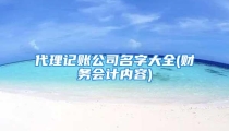 代理记账公司名字大全(财务会计内容)