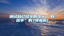 测试自己名字的含义(“好名字”的7项指标)