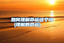 如何理解命运这个词 (理解的命运)
