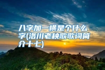 八字加一横是个什么字(洛川老秧歌歌词简介十七)