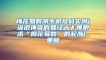 梅花易数测手机号码实例(说说神奇的易经占卜预测术“梅花易数”的起源)_重复