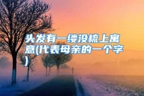 头发有一缕没梳上寓意(代表母亲的一个字)