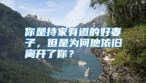 你是持家有道的好妻子，但是为何他依旧离开了你？