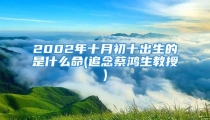 2002年十月初十出生的是什么命(追念蔡鸿生教授)