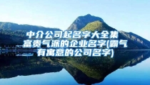 中介公司起名字大全集 富贵气派的企业名字(霸气有寓意的公司名字)