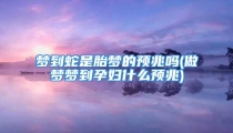 梦到蛇是胎梦的预兆吗(做梦梦到孕妇什么预兆)