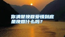 你清楚挽回爱情到底是挽回什么吗？