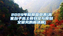 2009年称骨算命表(高家台子出土骨刻文与骨刻文研究的新进展)