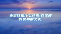 夫星旺相什么意思(官星旺的女命的丈夫)