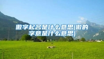 傲字起名是什么意思(傲的字意是什么意思)