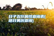 日子五行属性查询表(明日黄历查询)