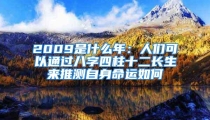 2009是什么年:人们可以通过八字四柱十二长生来推测自身命运如何