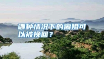 哪种情况下的离婚可以被挽回？