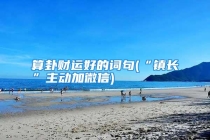算卦财运好的词句(“镇长”主动加微信)