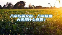 八字取英文名：八字排盘大运是什么意思？