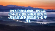 曾经沧海难为水 除却巫山不是云(曾经沧海难为水,除却巫山不是云是什么年代)