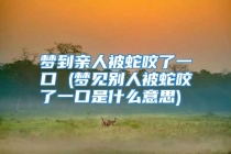 梦到亲人被蛇咬了一口 (梦见别人被蛇咬了一口是什么意思)