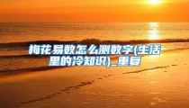 梅花易数怎么测数字(生活里的冷知识)_重复