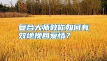 复合大师教你如何有效地挽回爱情？