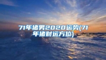 71年猪男2020运势(71年猪财运方位)