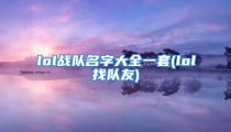 lol战队名字大全一套(lol找队友)